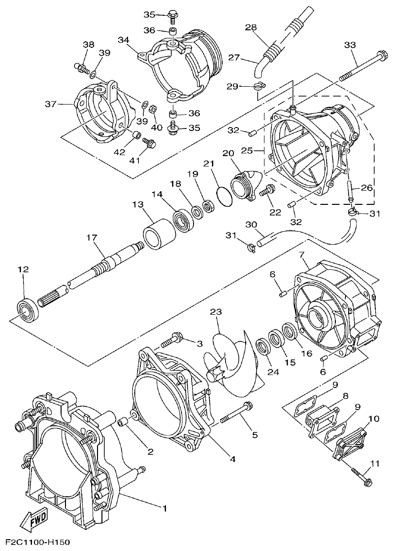 Yamaha GX18 JET UNIT 1 parts diagram